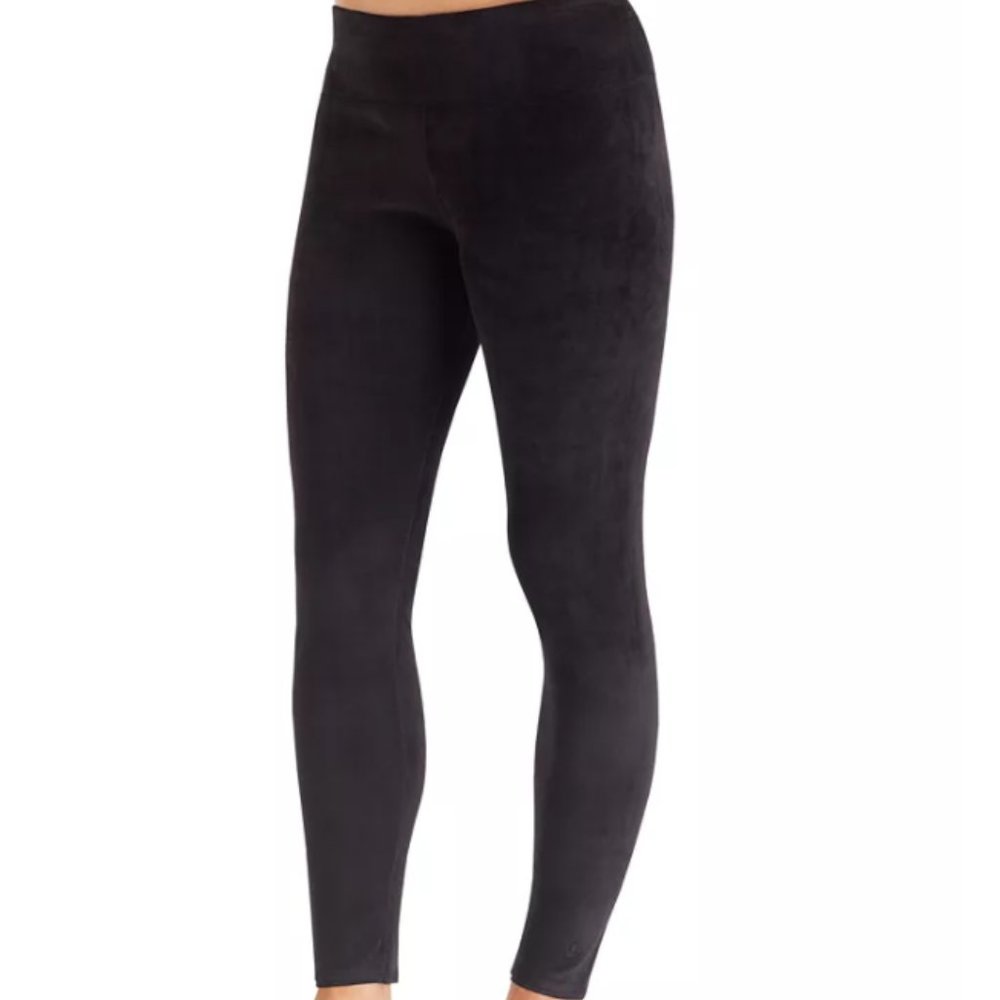NWT Med Black Cuddl Duds Double Plush Velour Leggi